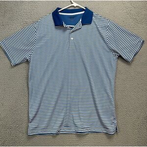 Snake Eyes Golf Polo Shirt Adult Large Blue Striped Golfer Rugby Activewear Mens
